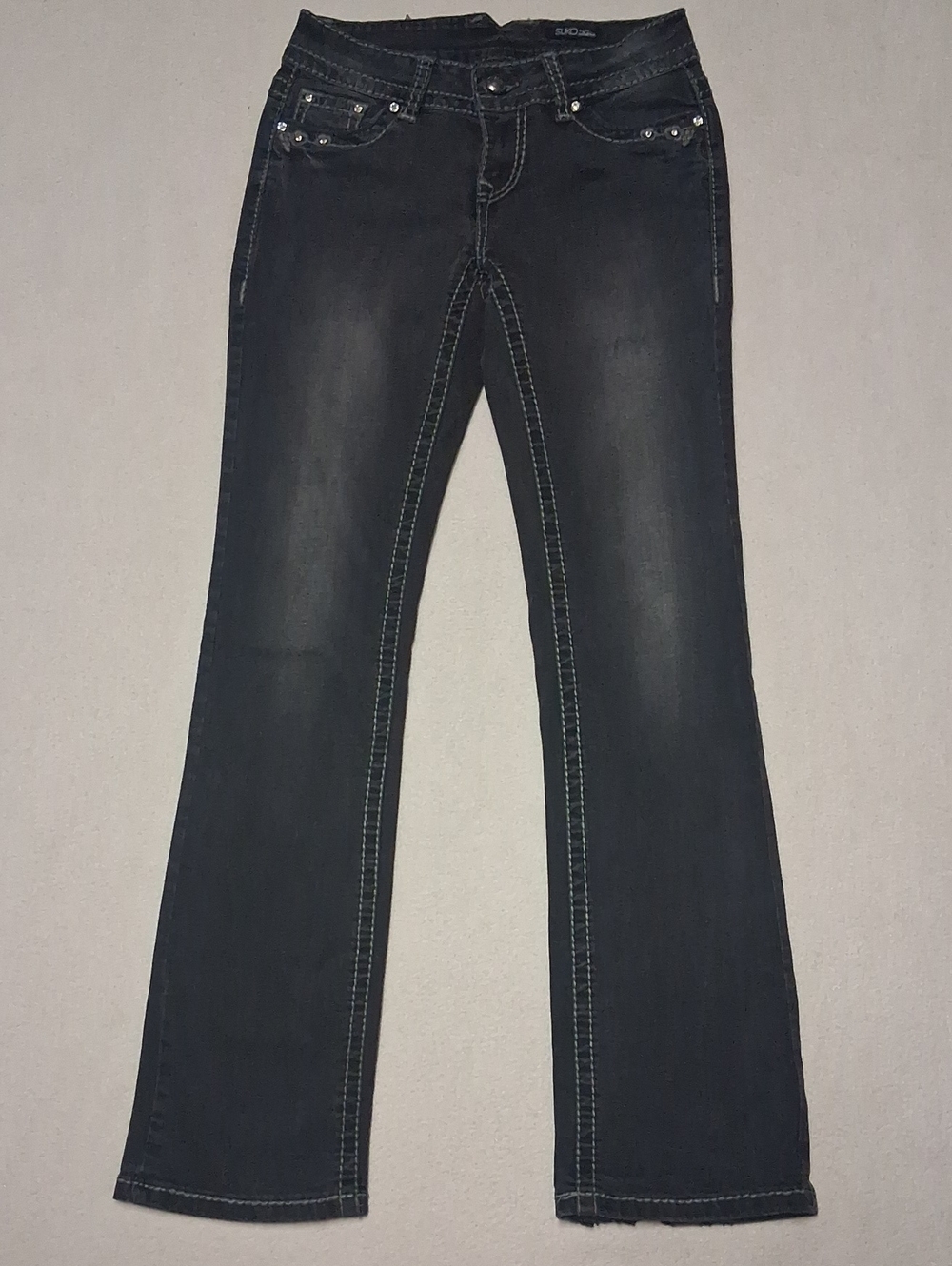 Women’s Black Flare Jeans with Subtle Fading